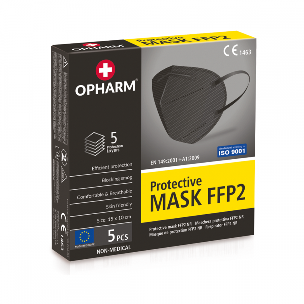 Protective mask FFP2 black 5 pieces...
