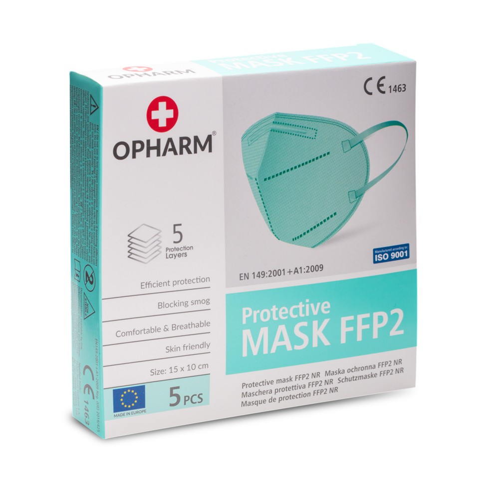 Protective mask FFP2 turquoise 5...