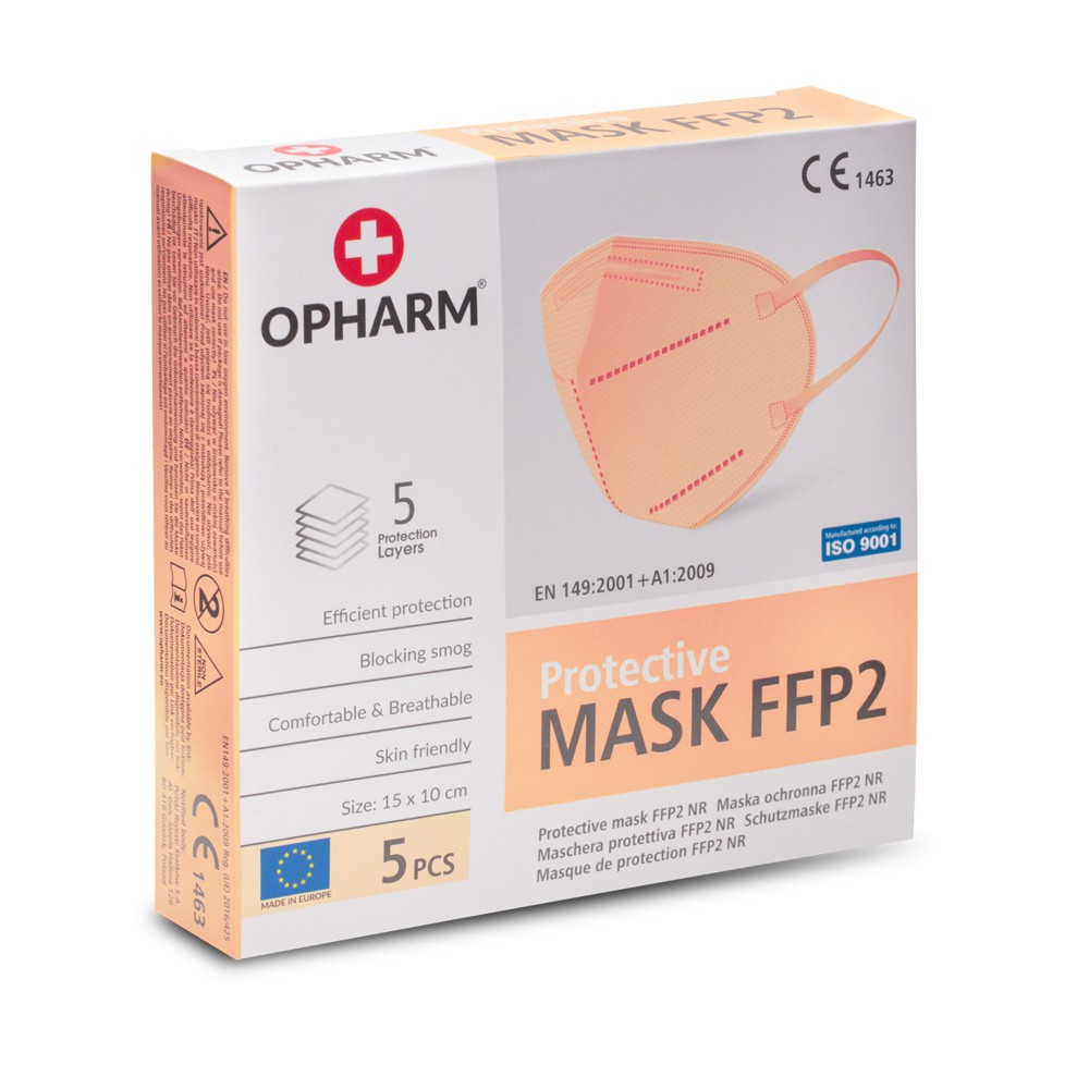 Protective mask FFP2 peach 5 pieces...