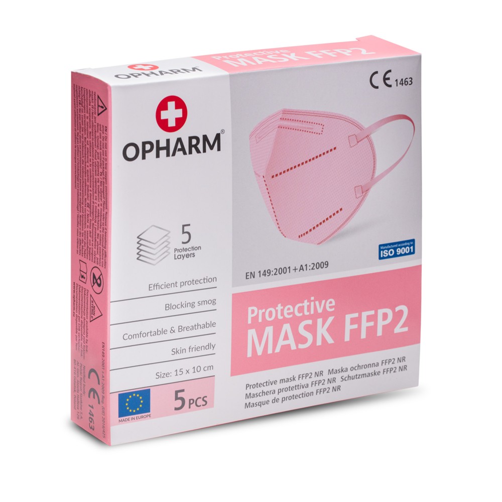 Protective mask FFP2 pastel pink 5...
