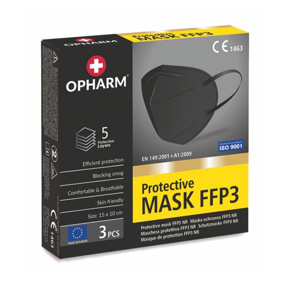 Protective mask FFP3 Black 3 pieces...
