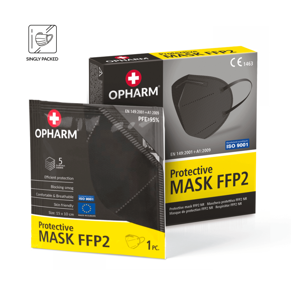 Protective mask FFP2 Black 5 pieces...