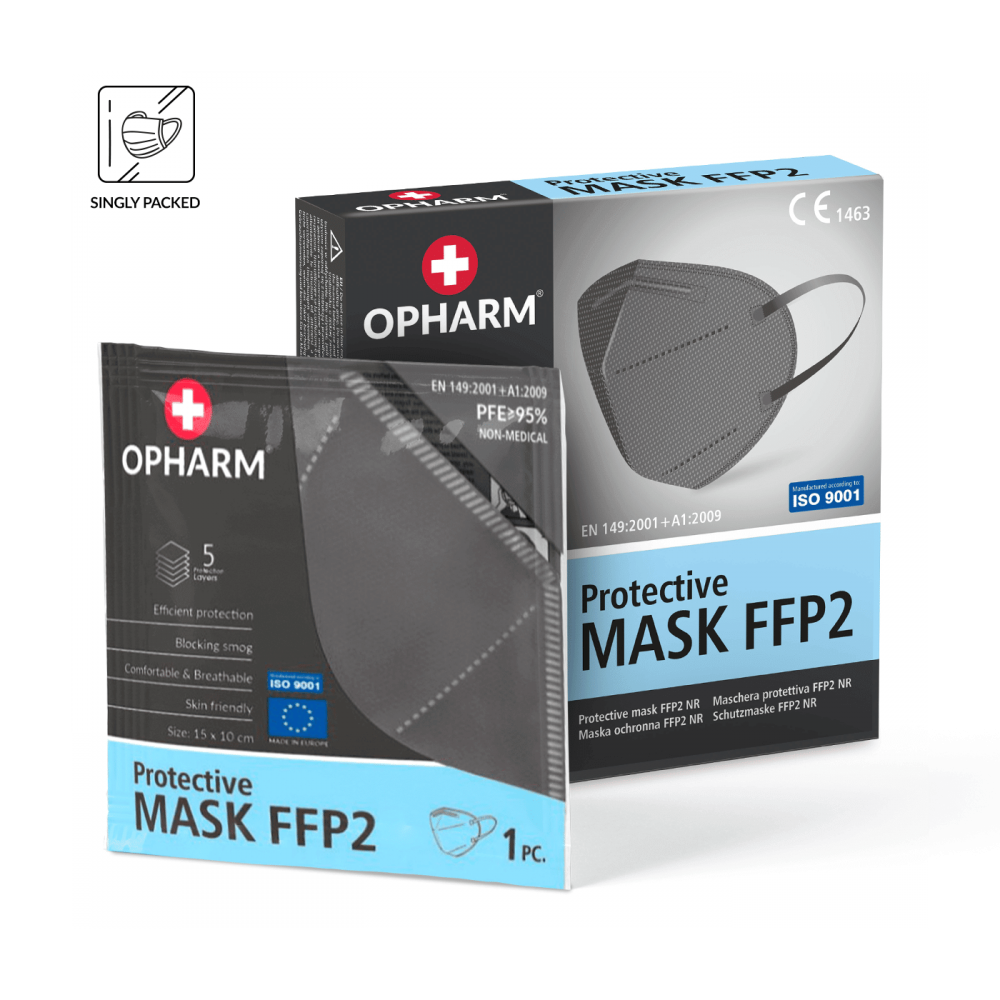 Protective mask FFP2 Gray 5 pieces in...